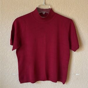 Barry Bricken Burgundy Mock Neck Short Sleeve Top